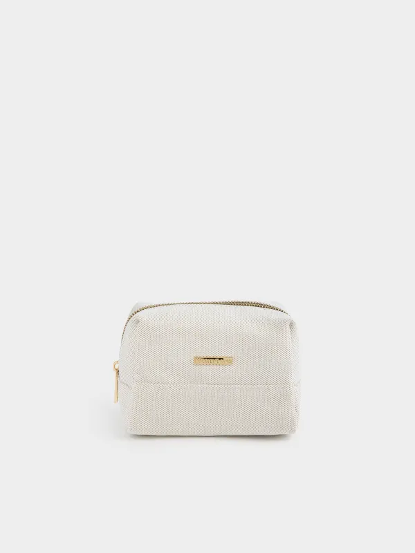 Cosmetic bag, 16x10 cm, polyester, beige, Canvas, image-0