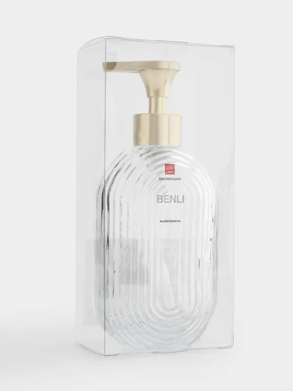 Liquid soap dispenser, 300 ml, glass / plastic, Benli, image-4
