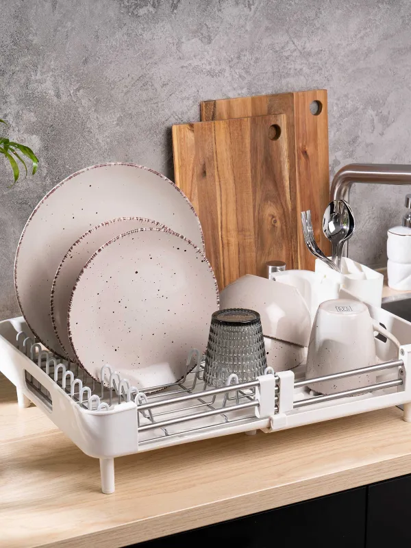 Dining set, 6 pers., 18 pr., ceramic, beige, speckled, Speckled, image-5