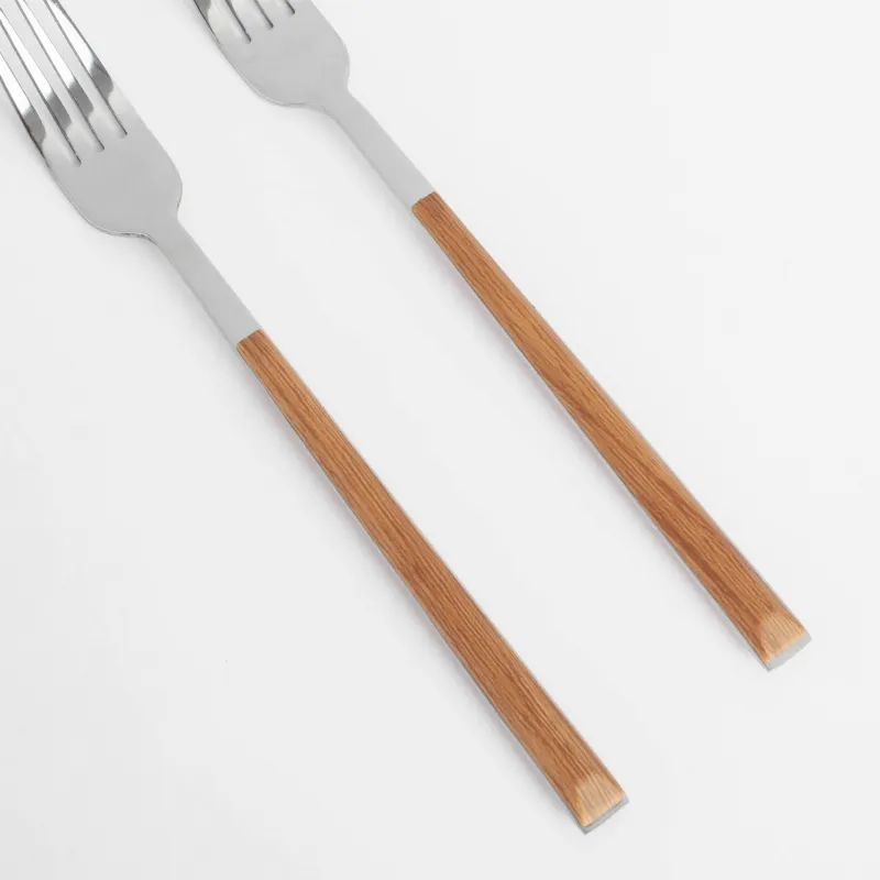 Table fork, 2 pcs, steel/plastic, brown, Prague, image-2