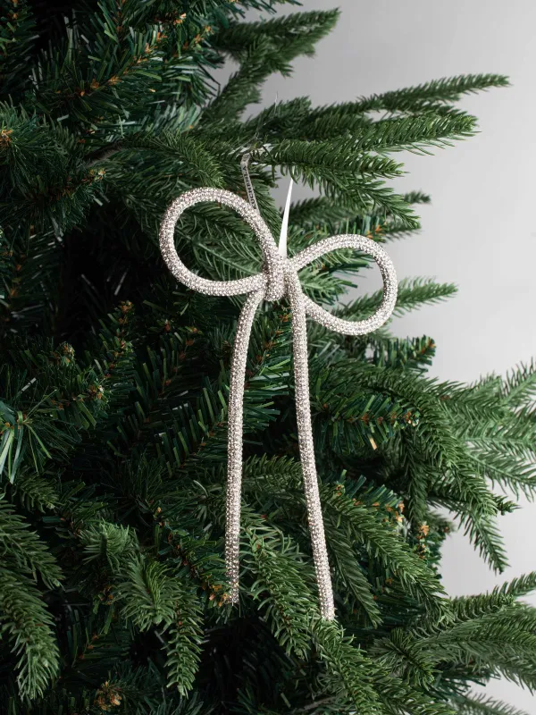 Christmas tree toy, 20x14 cm, acrylic / metal, white, Bow, Figure sparkle, image-2