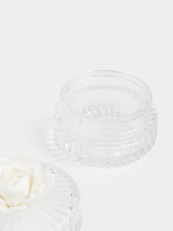 Storage container, 8x9 cm 150 ml, glass / porcelain P, Flower, Rose, image-3