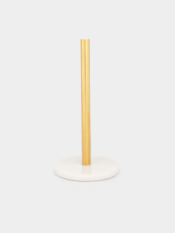 Paper towel holder, 32 cm, steel / marble, Golden white, Classic Marble, image-0