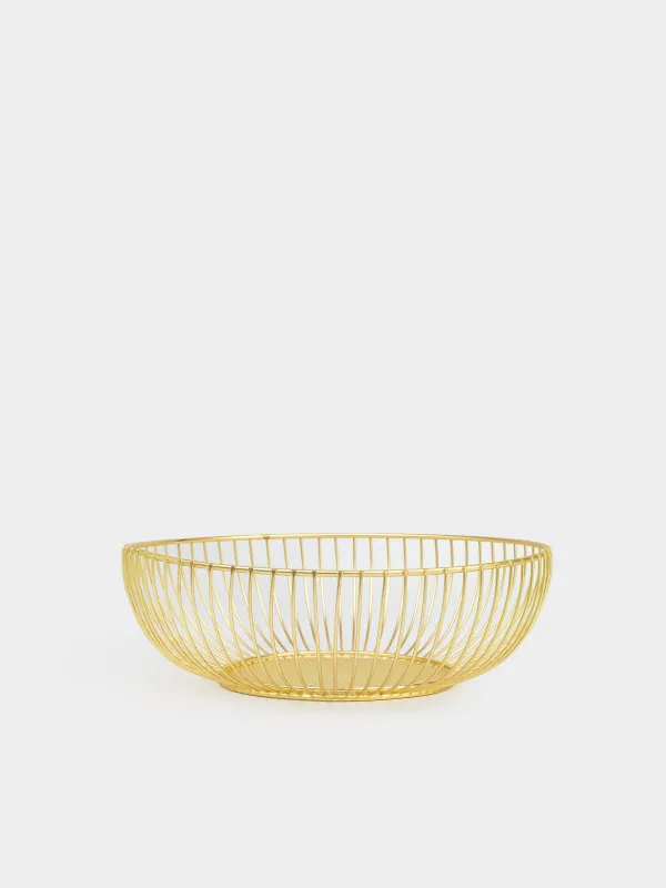 Fruit basket, 25 cm, metal, golden, Twist gold, image-0