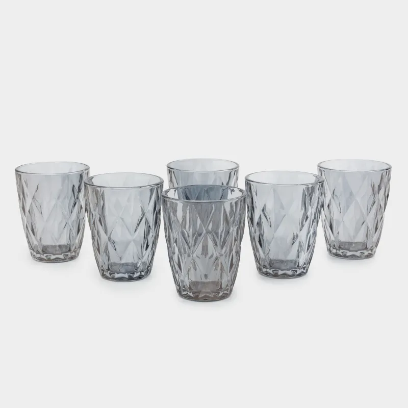 Glass, 10 cm, 270 ml, 6 pcs, glass R, gray, Rhomb color, image-0