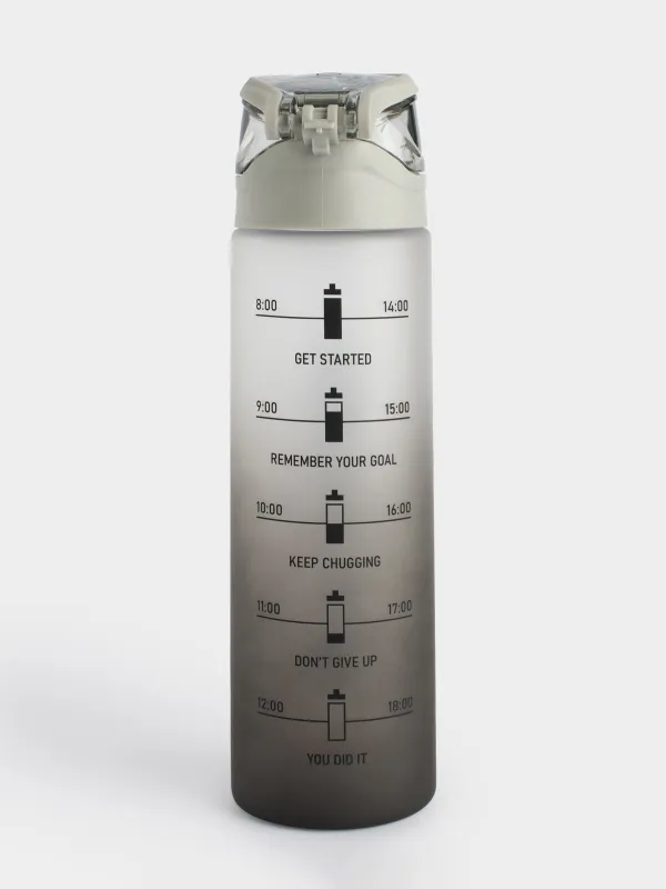 Water bottle, 900 ml, plastic/silicone, grey, Water balance, Sport, image-1