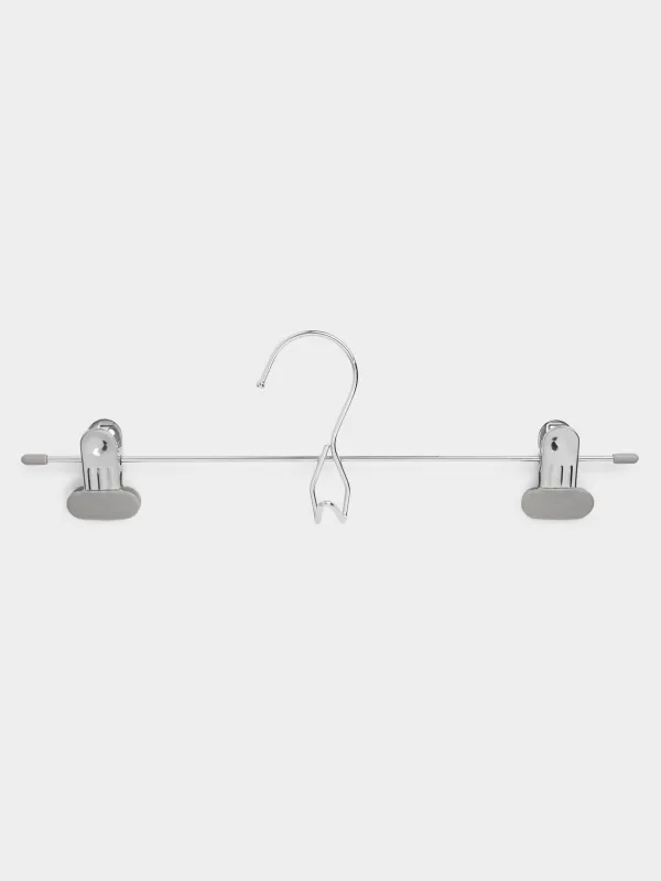Pant/skirt hanger, 33 cm, 3 pcs, with clips, Coated metal, Grey, Colorful house, image-3