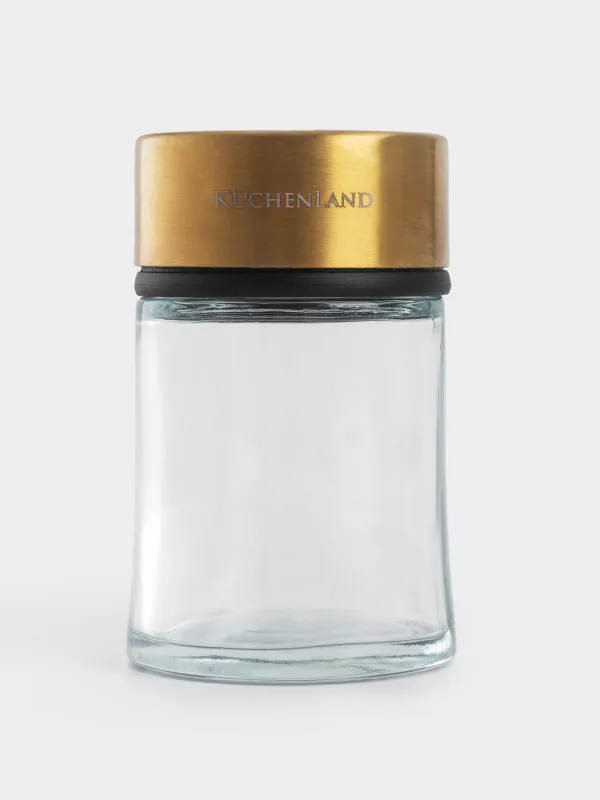 Spice container, 9 cm, with large holes, glass / steel, golden, Classic gold, image-2