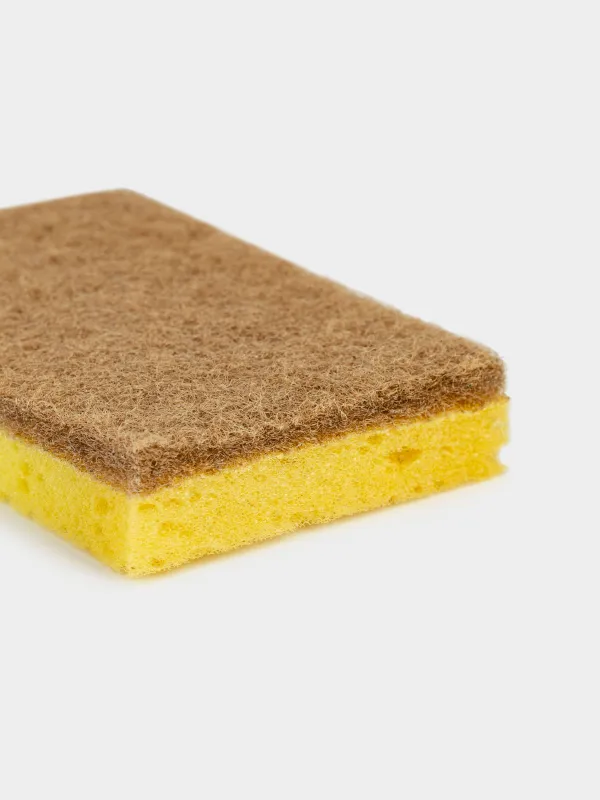 Dish washing sponge, 11x7 cm, 2 pcs, wood fiber/sisal, beige, Green clean, image-4