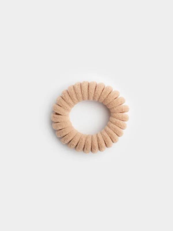 Elastic band for hair, 4 cm, 3 pcs, polyester/TPU, Beige, Spiral, Helix, image-2