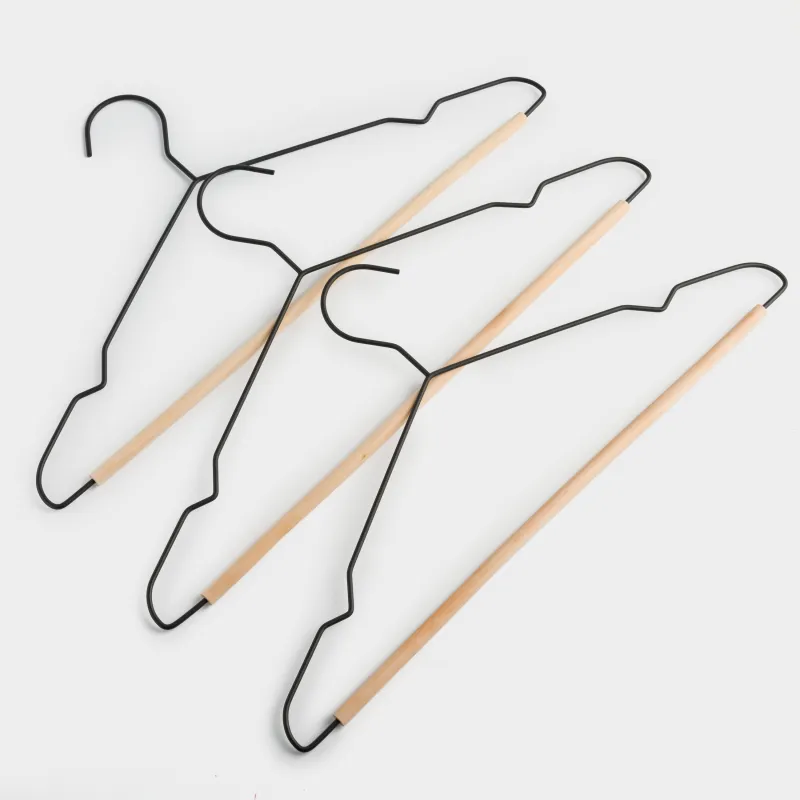 Hanger, 42 cm, 3 pieces, metal / wood, black, Attic, image-1