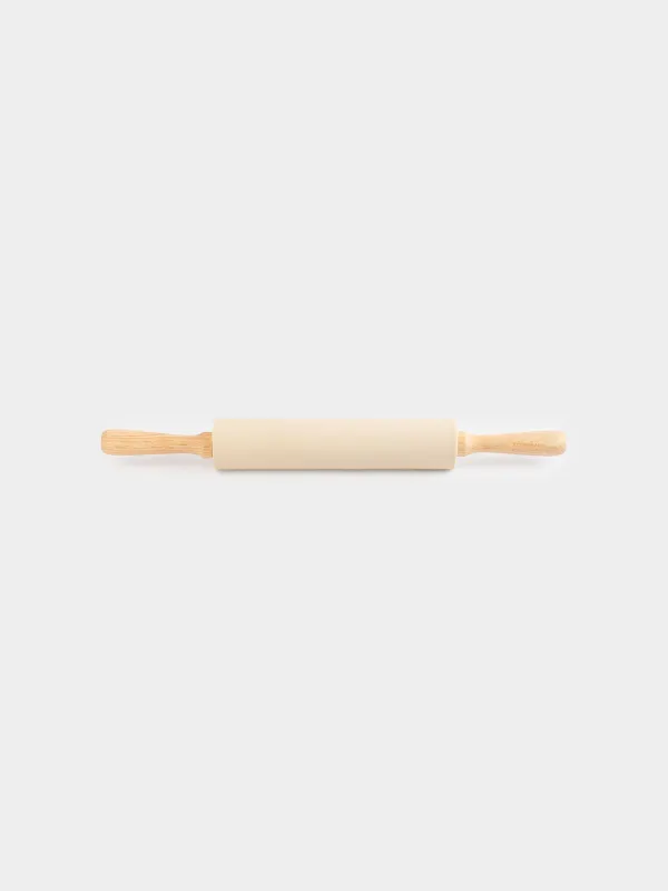 Rolling pin, 48 cm, silicone / wood, beige, Bakery, image-0