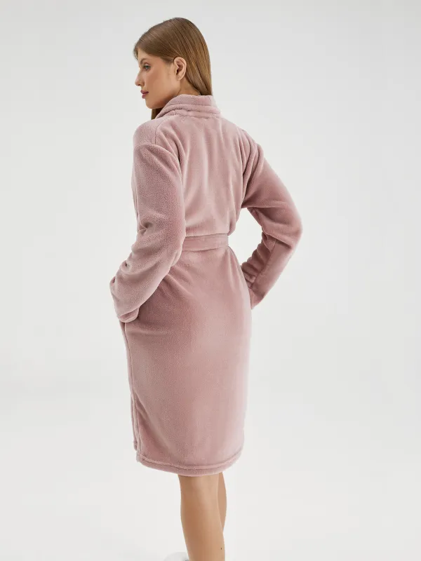 Bathrobe for women, home, p. L / XL, Long sleeve, Polyester, Pink, Drew, image-2