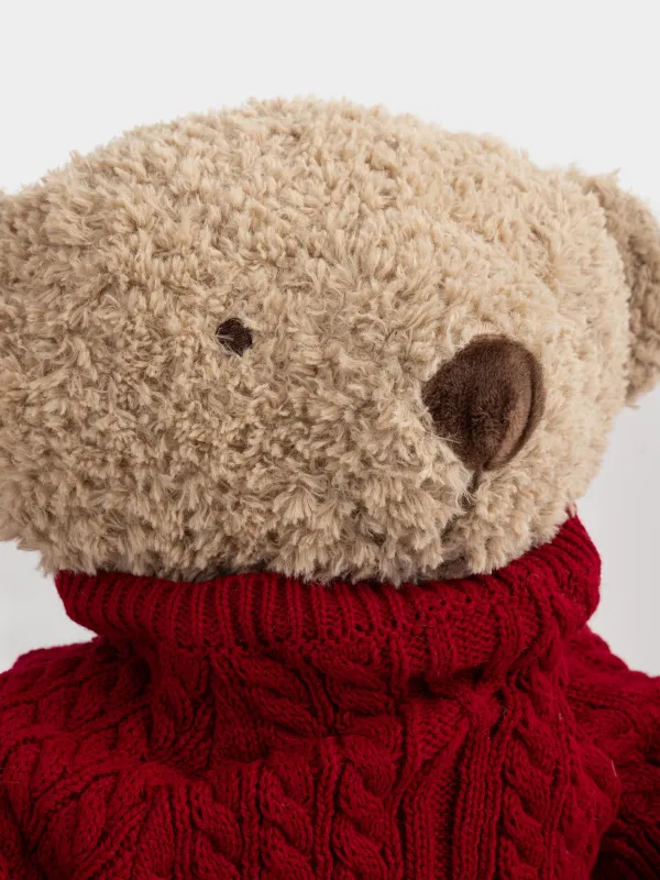 Toy, 55 cm, soft, polyester, brown, Bear in a sweater, Bear, image-5
