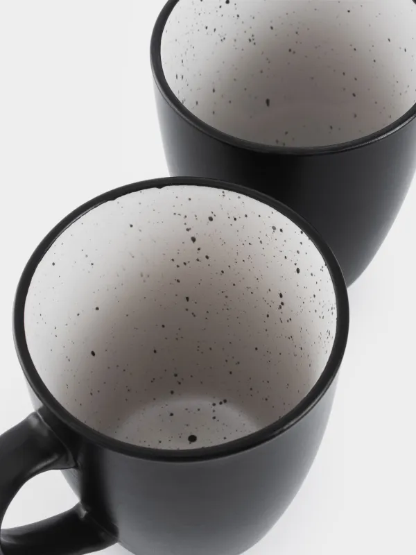 Mug, 350 ml, 2 pcs, ceramics, black and white, speckled, Isernia, image-5
