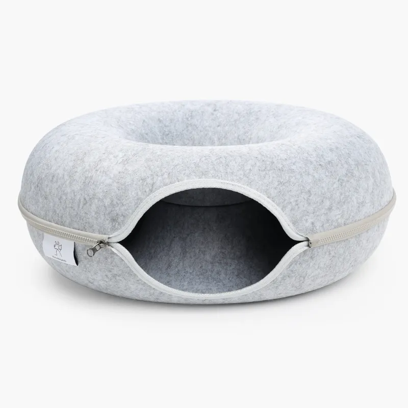 Bed-house for cats, 50x50x20 cm, felt, round, gray, Favorite pet, image-0