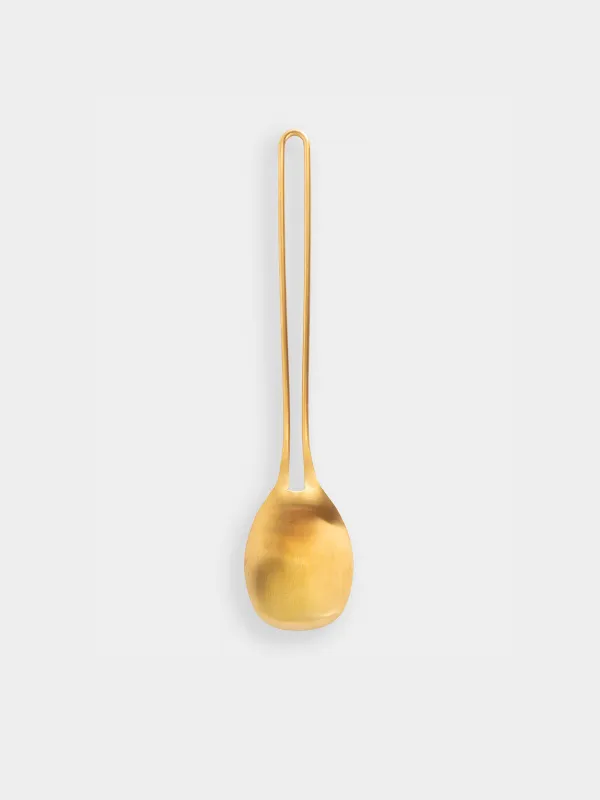 Serving spoon, 37 cm, steel, golden, Device gold, image-1