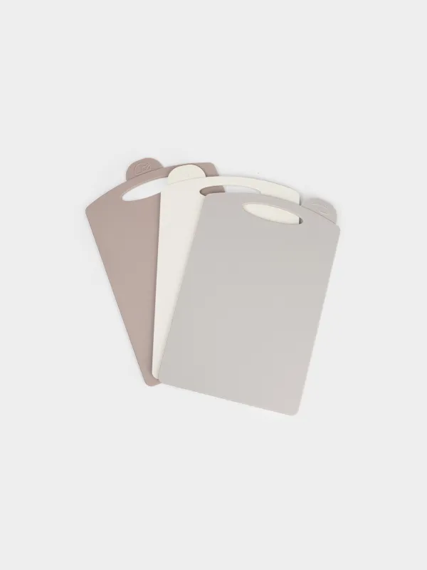 Cutting board, 31x20 cm, 3 pcs, in a stand, plastic, beige / brown, Soft kitchen, image-5