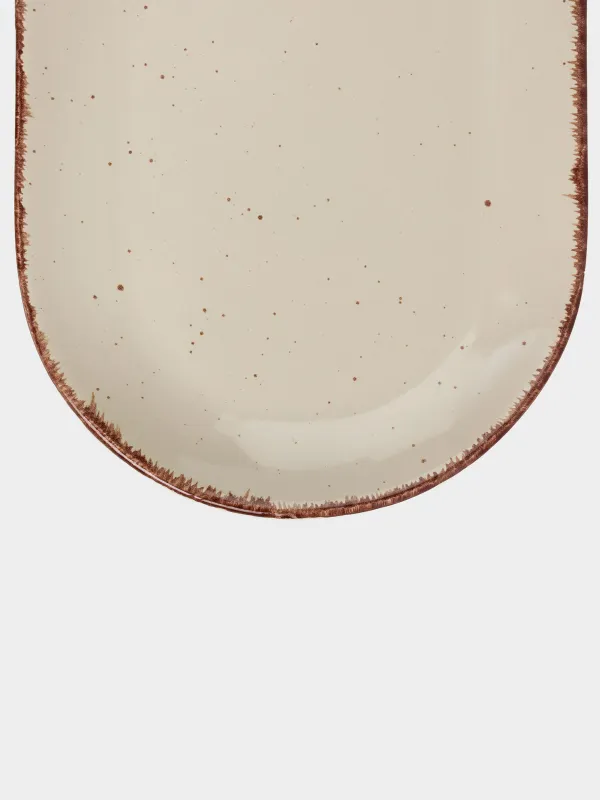 Dish, 25x13 cm, ceramic, oval, beige, Speckled, Speckled, image-2