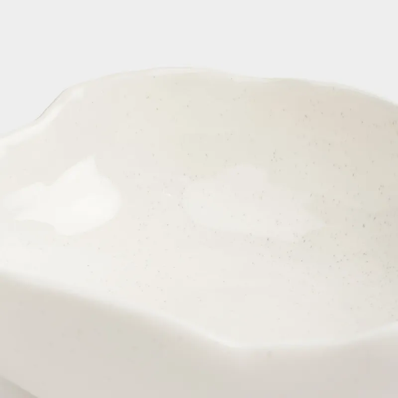 Fruit bowl, 27x9 cm, ceramic, milk, speckled, Uneven edge, Delicia, image-6