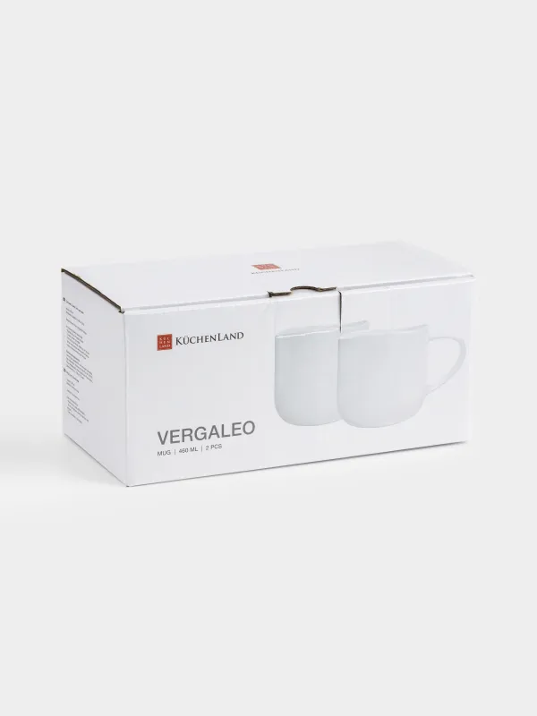 Mug, 400 ml, 2 pcs, porcelain F, white, Uneven edge, Vergaleo, image-4
