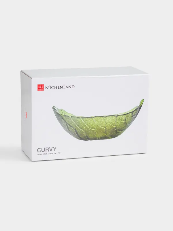 Salad bowl, 24x9 cm, ml, glass, color, Leaf, Curvy, image-5
