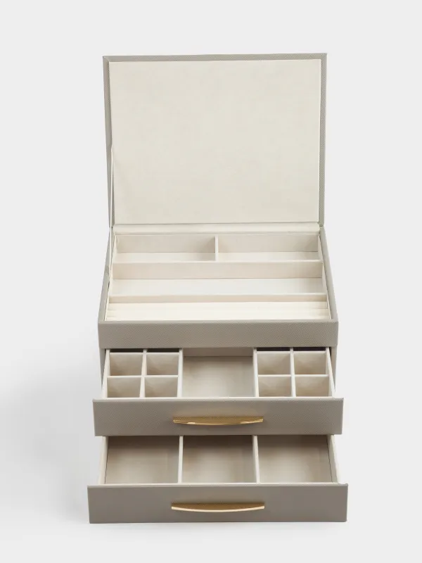 Jewelry box, 27x14 cm, PU leather / MDF, grey, Premiere, image-8