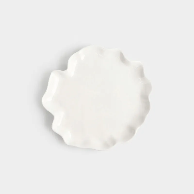 Snack plate, 24 cm, ceramic, milky, Wavy edge, Crumple