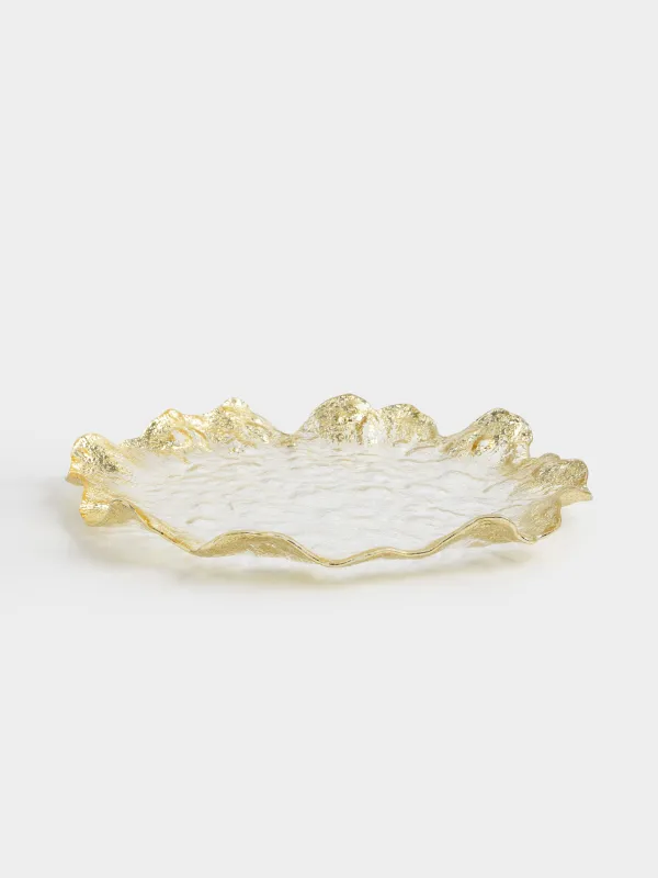 Dish, 26 cm, glass R, champagne, Wavy edges, Felsen, image-1
