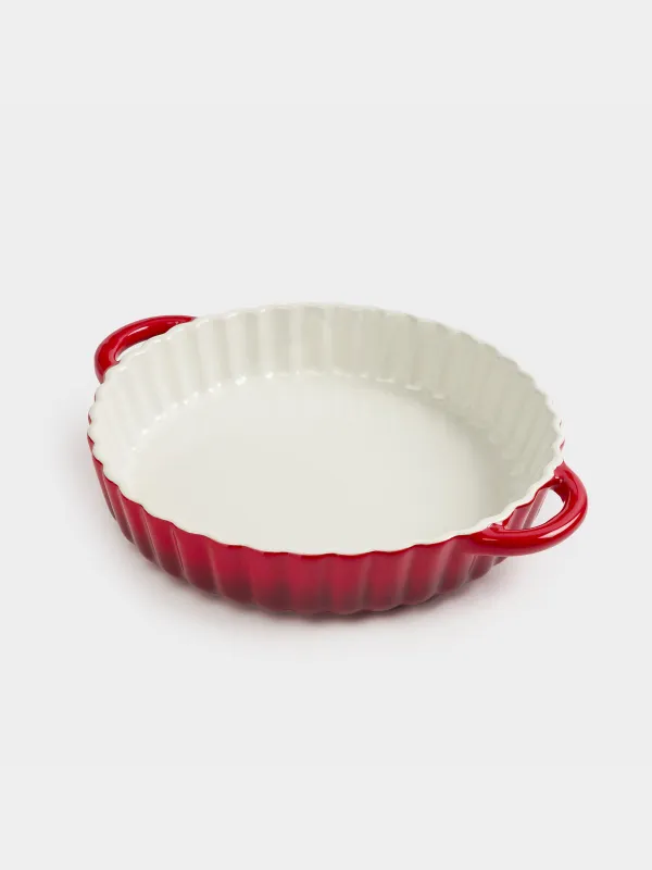 Baking dish, 25 cm, ceramic, round, burgundy, Gradient, Cakes gradient, image-4