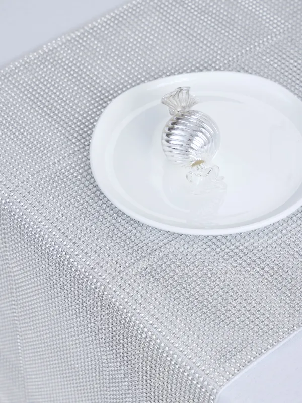Table runner, 40x160 cm, with rhinestones, polyester / plastic, Silver, Rhinestones, image-4