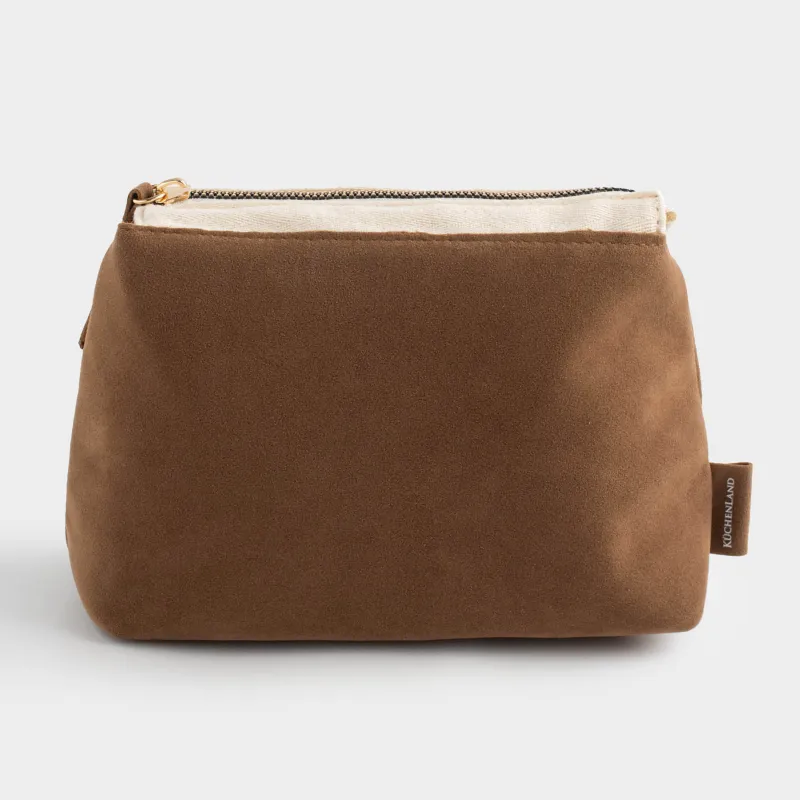 Cosmetic bag, 23x12 cm, polyurethane, sand, Krast