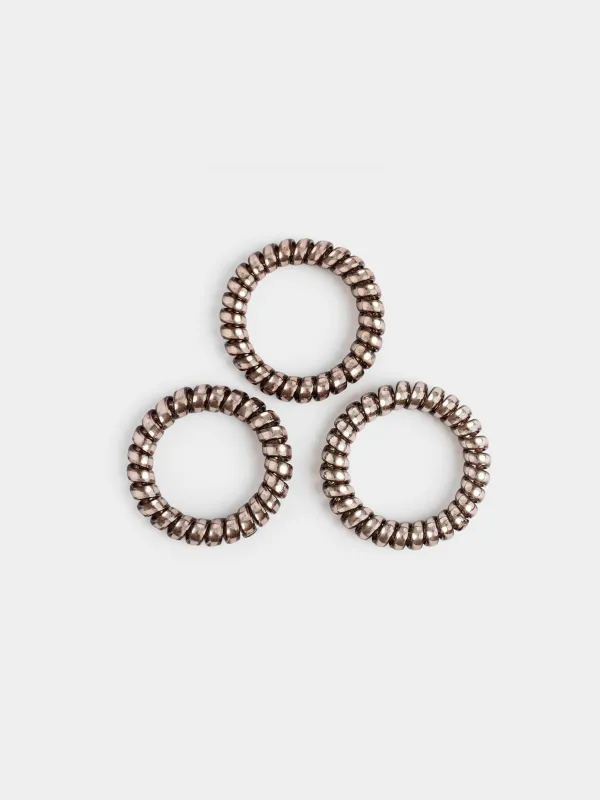 Elastic band for hair, 5 cm, 3 pcs, TPU, gray, Spiral, Helix, image-0