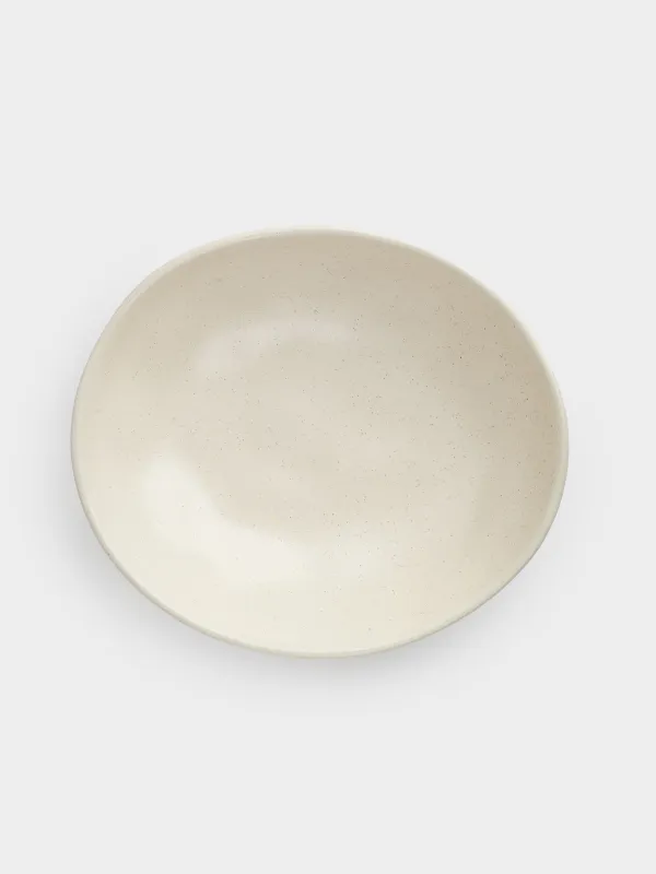 Salad bowl, 22x6 cm, 800 ml, ceramic, milky, Crumpled effect, Crumple creme, image-1