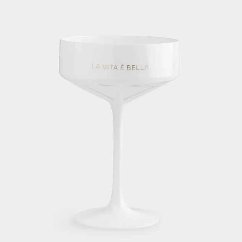Drinking glass, 400 ml, plastic, white, La vita e bella, Course