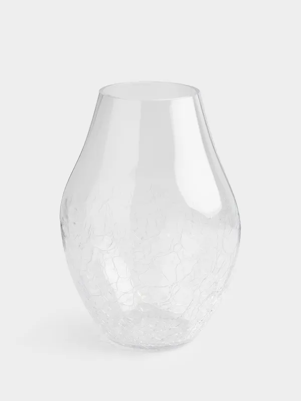 Flower vase, 25 cm, glass, Craquelure, Ice, image-0