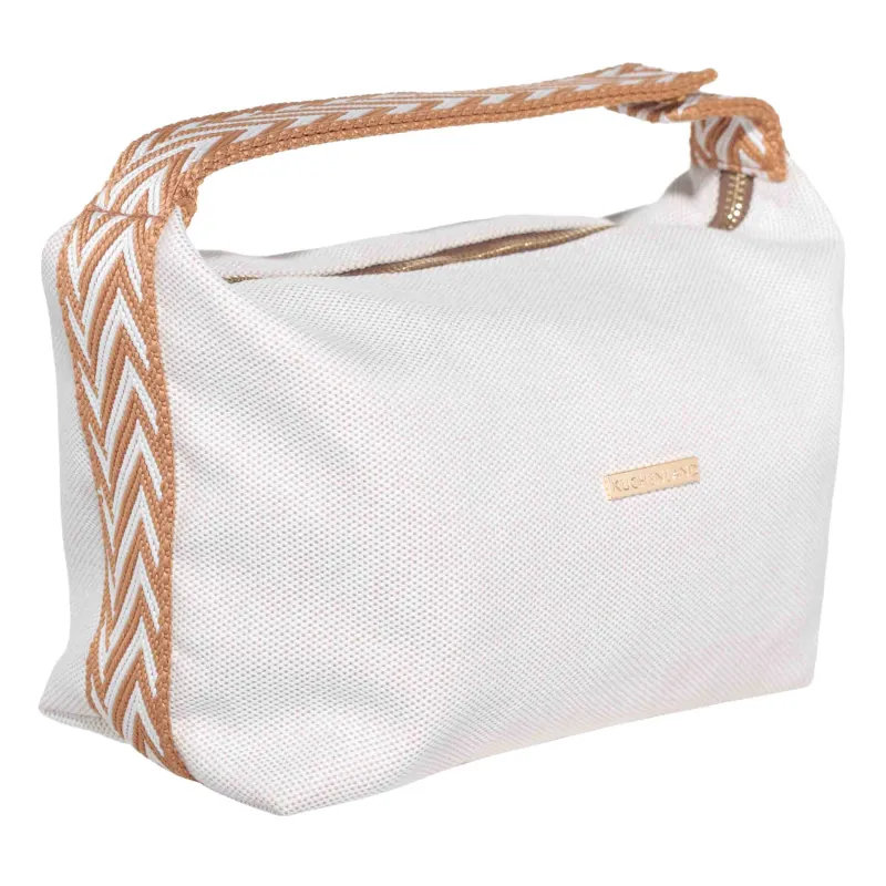 Cosmetic bag, 23x13 cm, with handle, polyester, beige, Canvas, image-1
