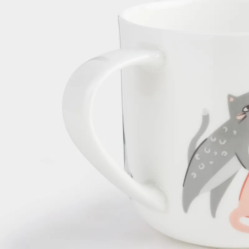 Mug, 500 ml, porcelain F, white, Cats, Cat, image-3