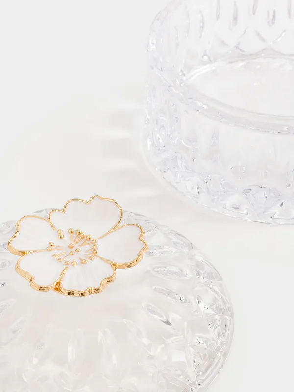 Storage container, 10x8 cm, ml, glass R / metal, Flower, Naiad, image-3