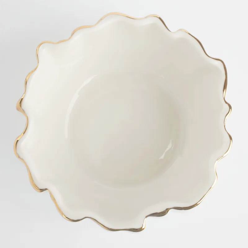 Bowl, 12x5 cm, porcelain P, with golden edging, Crumpled effect, Crumple gold, image-3