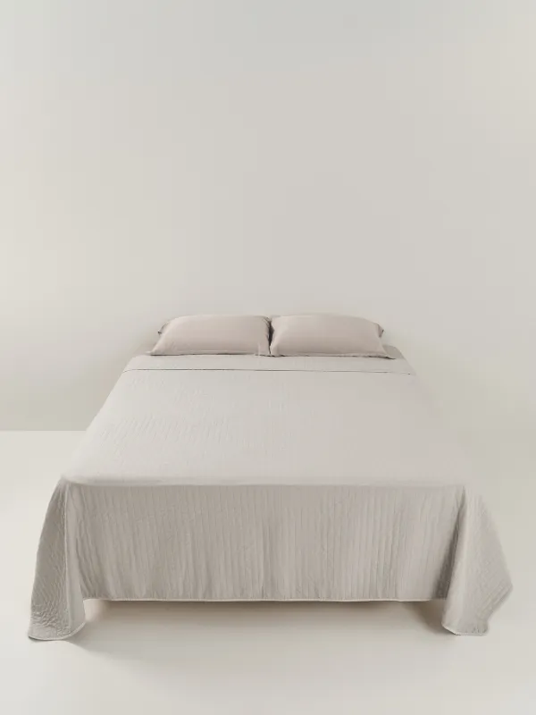 Bedspread, 220x240 cm, quilted, microfiber, grey, Stripes, Stitch, image-4