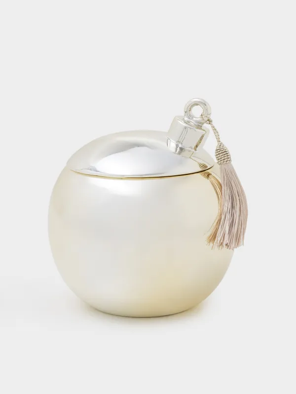 Storage container, 16x18 cm, 1.5 l, with brush, porcelain P, golden, Ball, Golden style
