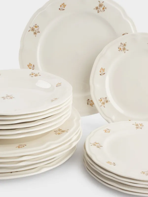 Dinner set, 6 persons, 18 items, porcelain N, white, Vintage flowers, La flore, image-1