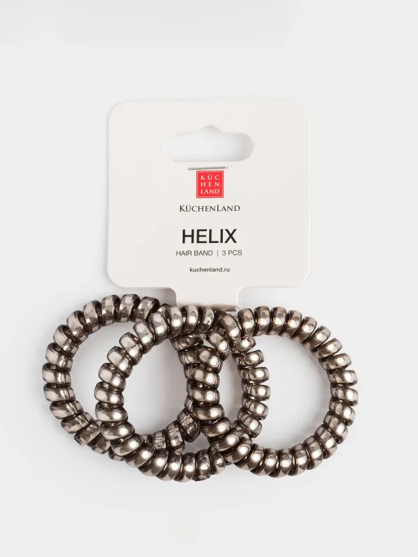 Elastic band for hair, 5 cm, 3 pcs, TPU, gray, Spiral, Helix, image-2