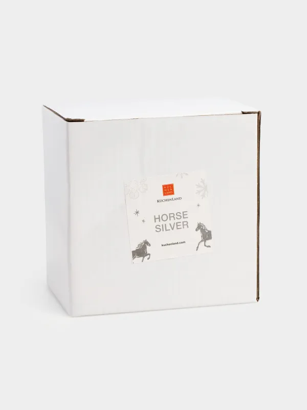 Piggy bank, 16 cm, porcelain P, silver, Horse, Horse silver, image-5