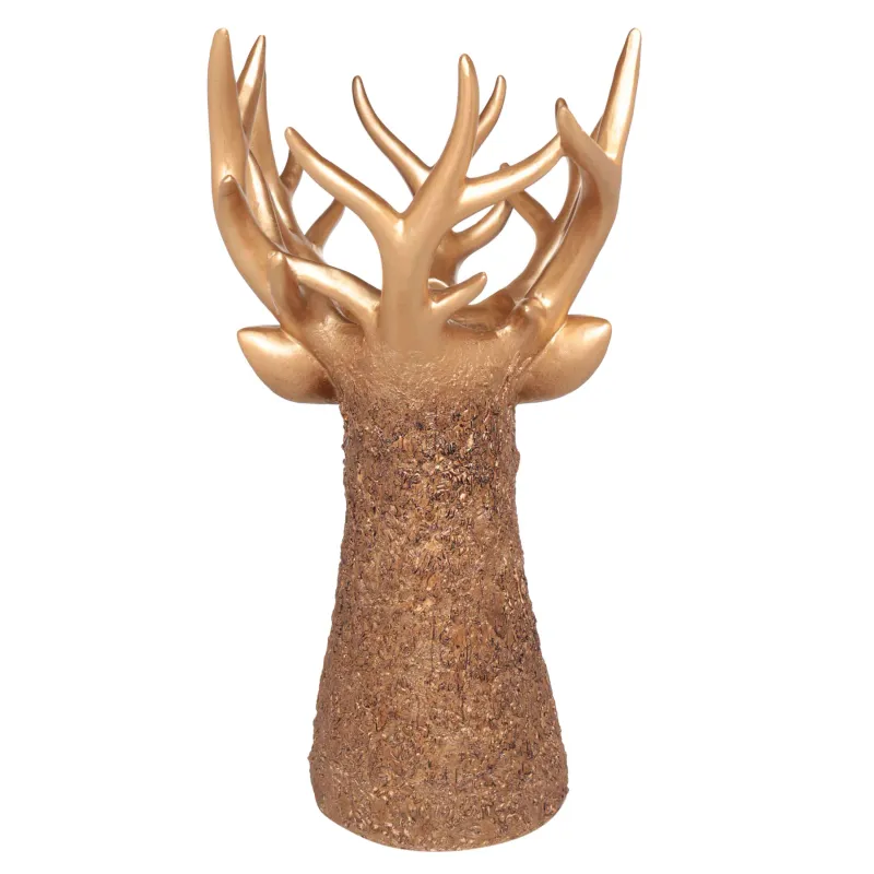 Decorative vase, 40 cm, polyresin, golden, Deer head, Woodland story, image-2
