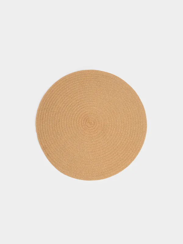 Placemat, 38 cm, cellulose, round, sand, Straw, image-0