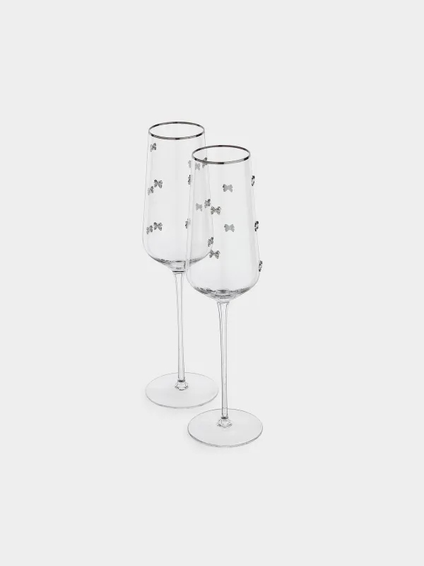Drinking glass, 300 ml, 2 pcs, crystal glass, with silver edging, Ferentino, image-1