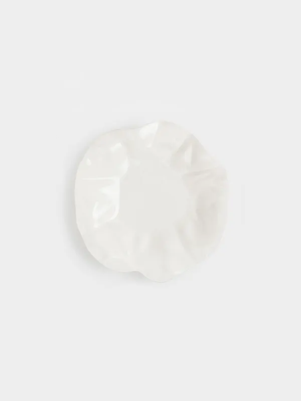 Dinner plate, 25 cm, porcelain N, milk, Crumpled effect, Crumple, image-0