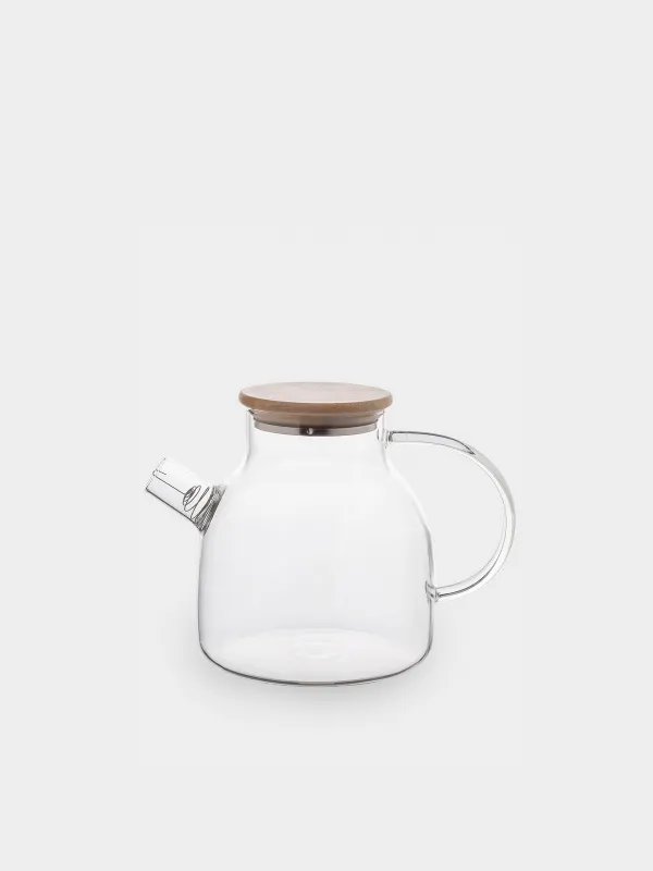 Teapot, 1.2 l, with filter, glass B / wood, Poise, image-0